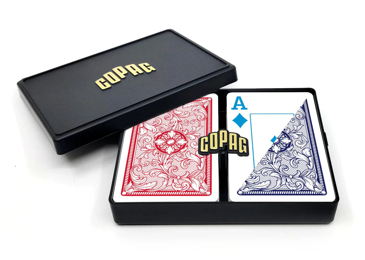 Copag Legacy 4-Color Plastic Double Deck Set – Bridge Size – Red & Blue – Jumbo Index