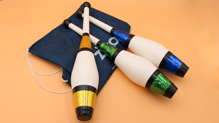 Juggling Set (3 Decorated Clubs) Assorted Colors by Zyko - Trick-Alternate Worlds Magic