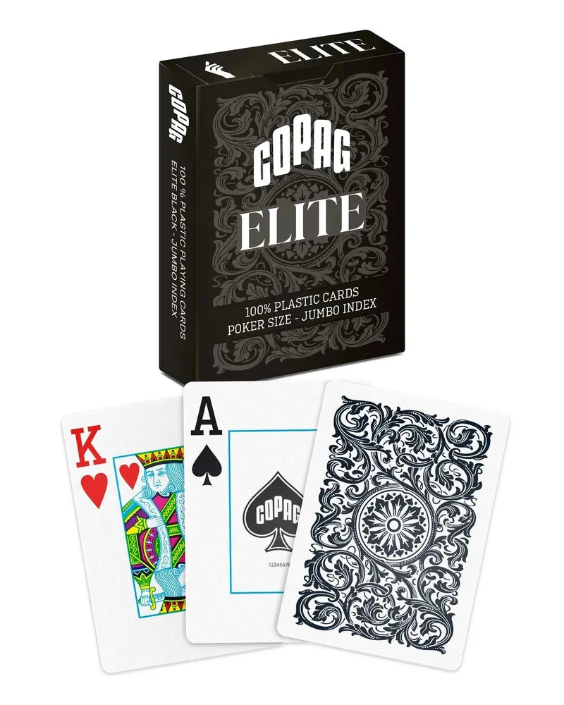Copag Elite 100% Plastic Playing Cards – Poker Size Jumbo Index (Mixed Colors, Single Decks)