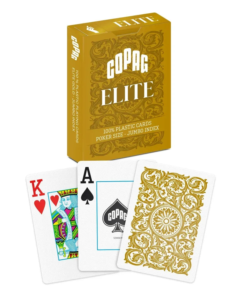 Copag Elite 100% Plastic Playing Cards – Poker Size Jumbo Index (Mixed Colors, Single Decks)