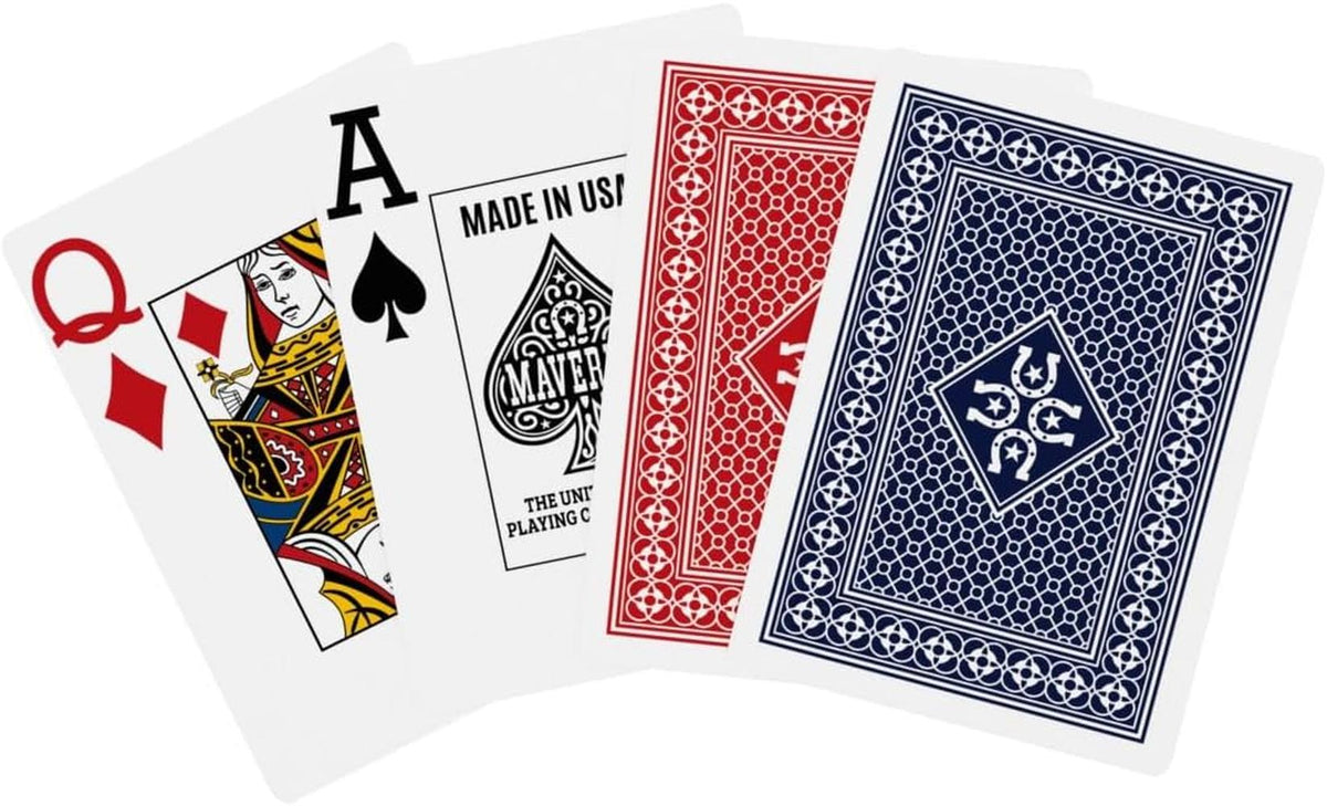 Maverick Playing Cards – Jumbo Index – Made in USA – Red or Blue Deck