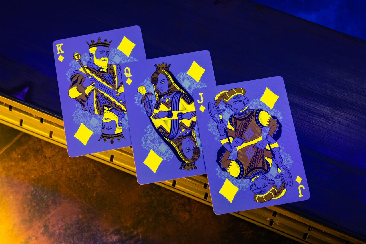 Bicycle Neon Rider Back Yellow-Starburst Deck Playing Cards