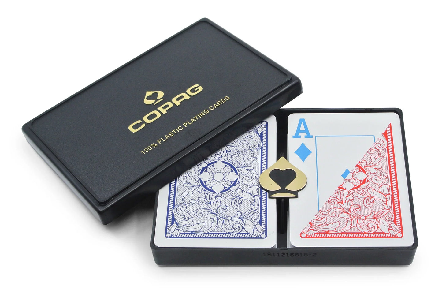 Copag Legacy 4-Color Plastic Double Deck Set – Poker Size – Red & Blue – Jumbo Index