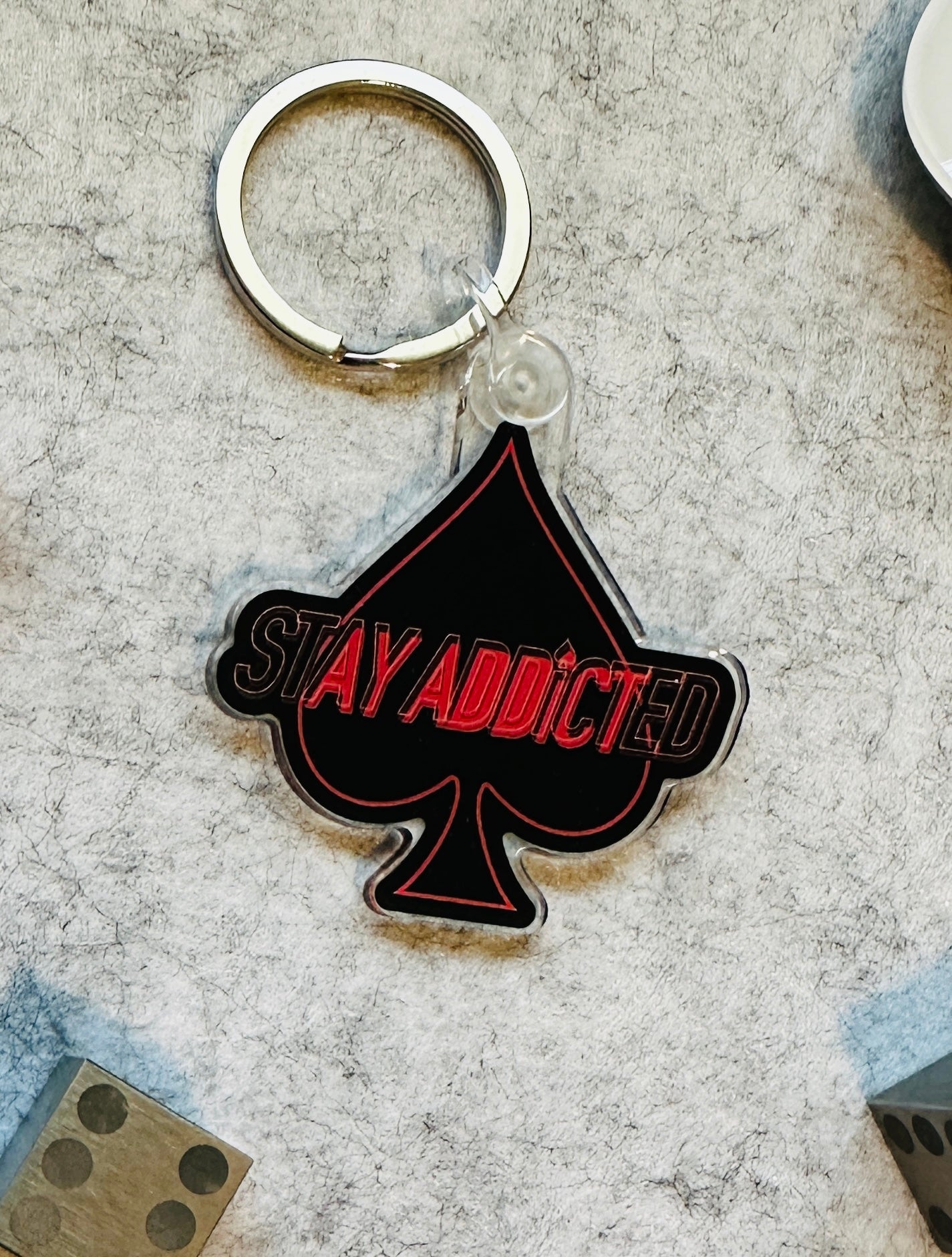Spade Keychain Stay Addicted