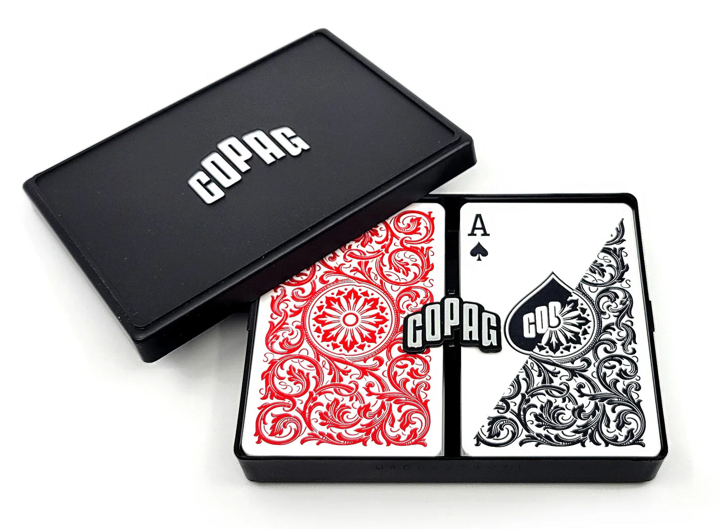 Copag 1546 100% Plastic Playing Cards – Bridge Size Regular Index (Black & Red Double Deck)