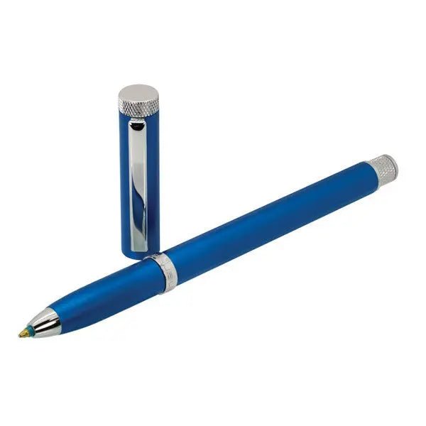 Sherpa Matte Blue and Silver Stick Ballpoint Pen Cover