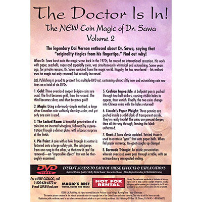 The Doctor Is In - The New Coin Magic of Dr. Sawa Vol 2 - DVD-Alternate Worlds Magic