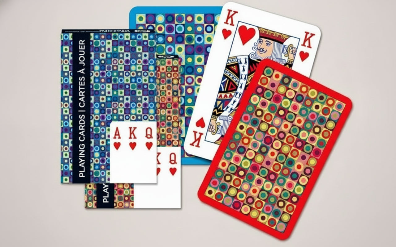 Piatnik Dots Playing Cards – 1960s Retro Design (Red & Blue)