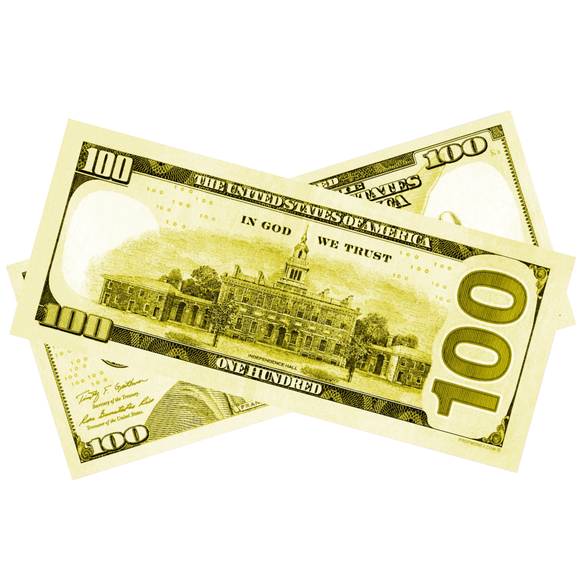Yellow Prop Money Bills