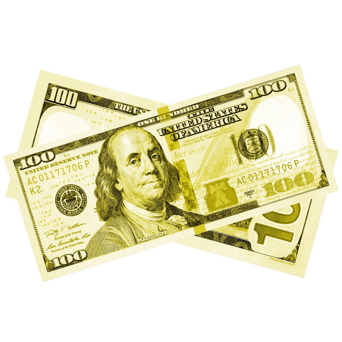 Yellow Prop Money Bills